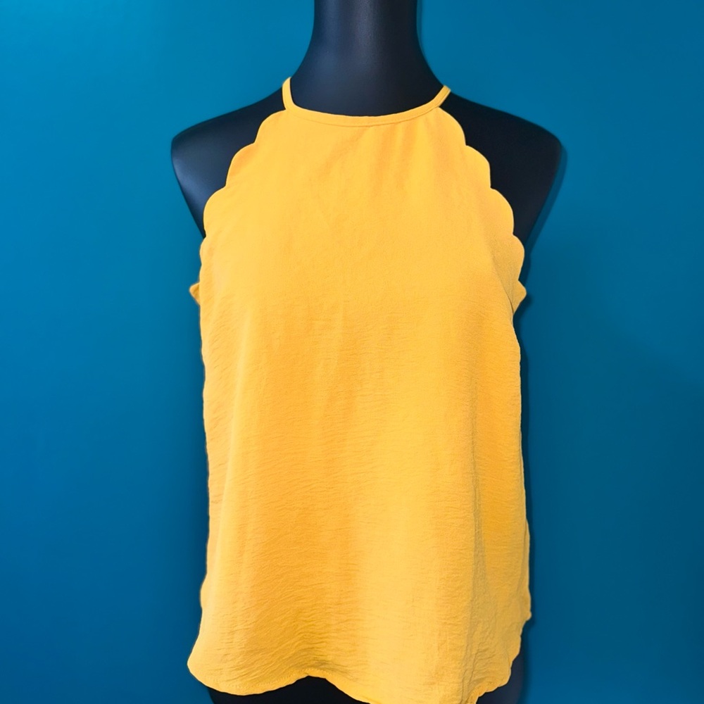Iris Scalloped Yellow Tank Top